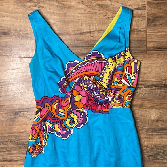 Lilly Pulitzer Kiki Engineered Optical Confusion V Neck Sleeveless Dress - Picture 4 of 9